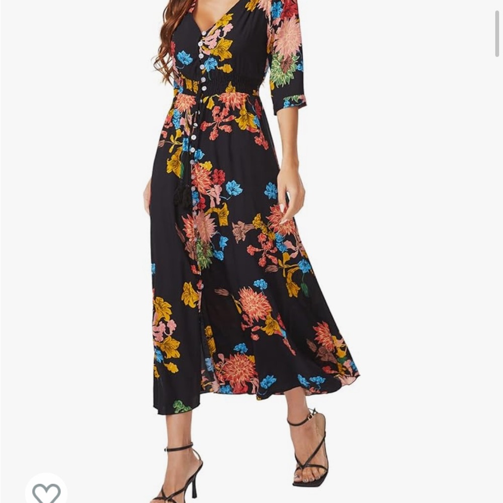 Milumia Summer Flowy Maxi Dress Button Up BOHO NEW with tags Size M Floral